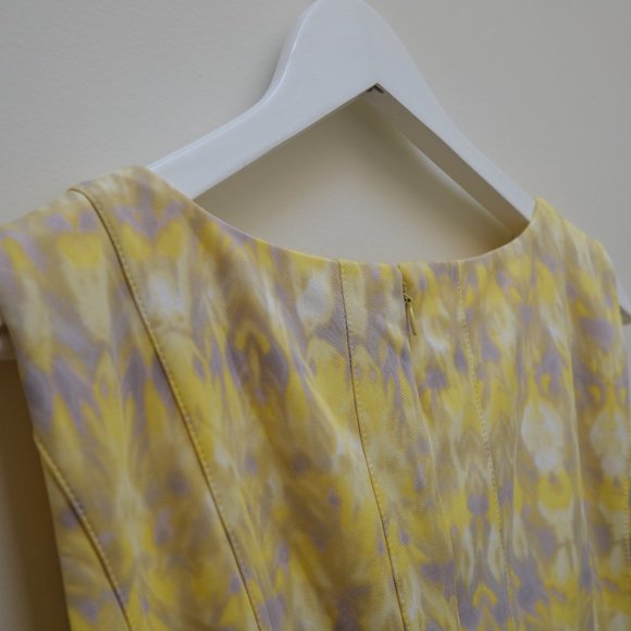 { Calvin Klein Dress } Scuba Fit and Flare Yellow and Gray Dress - Picture 6 of 13